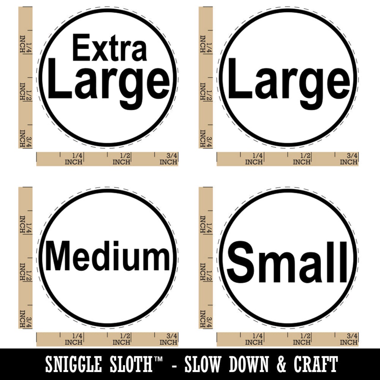 Size Tag Labels Small Medium Large Extra XL Rubber Stamp Set for Stamping Crafting Planners